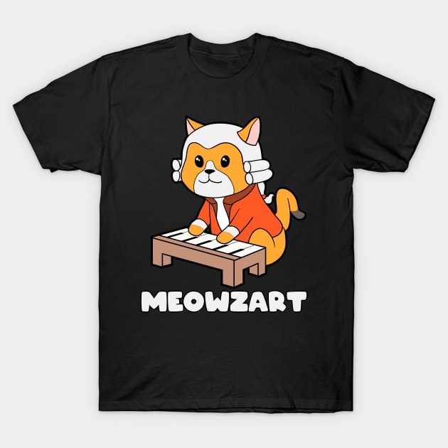 Meowzart Kitty Piano Funny Cat Pun Classical Music T-Shirt by Blink_Imprints10